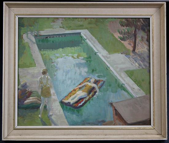 Marjorie Brooks, Lady Holford (1904-1980) Swimming Pool, Formby, 14 x 17.5in.